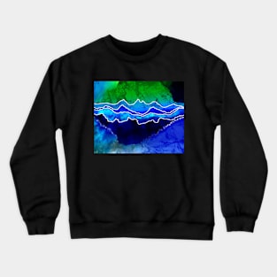 Abstract Mountain Aurora Batik Art - Colorful Tee and Tapestry for Serenity Seekers Crewneck Sweatshirt